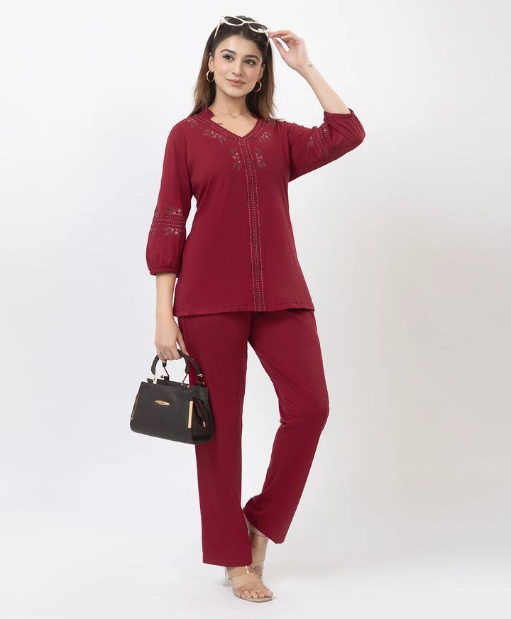 Modern Embroidered Relaxed Co-Ord Set