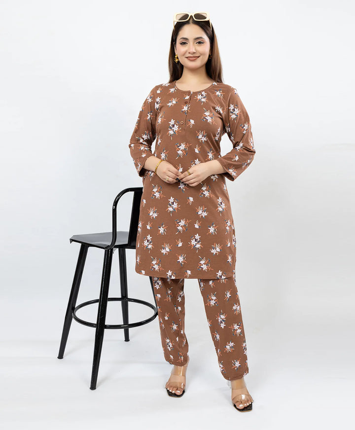 Quarter Sleeve Printed Cotton Kurta with Straight Pant Set