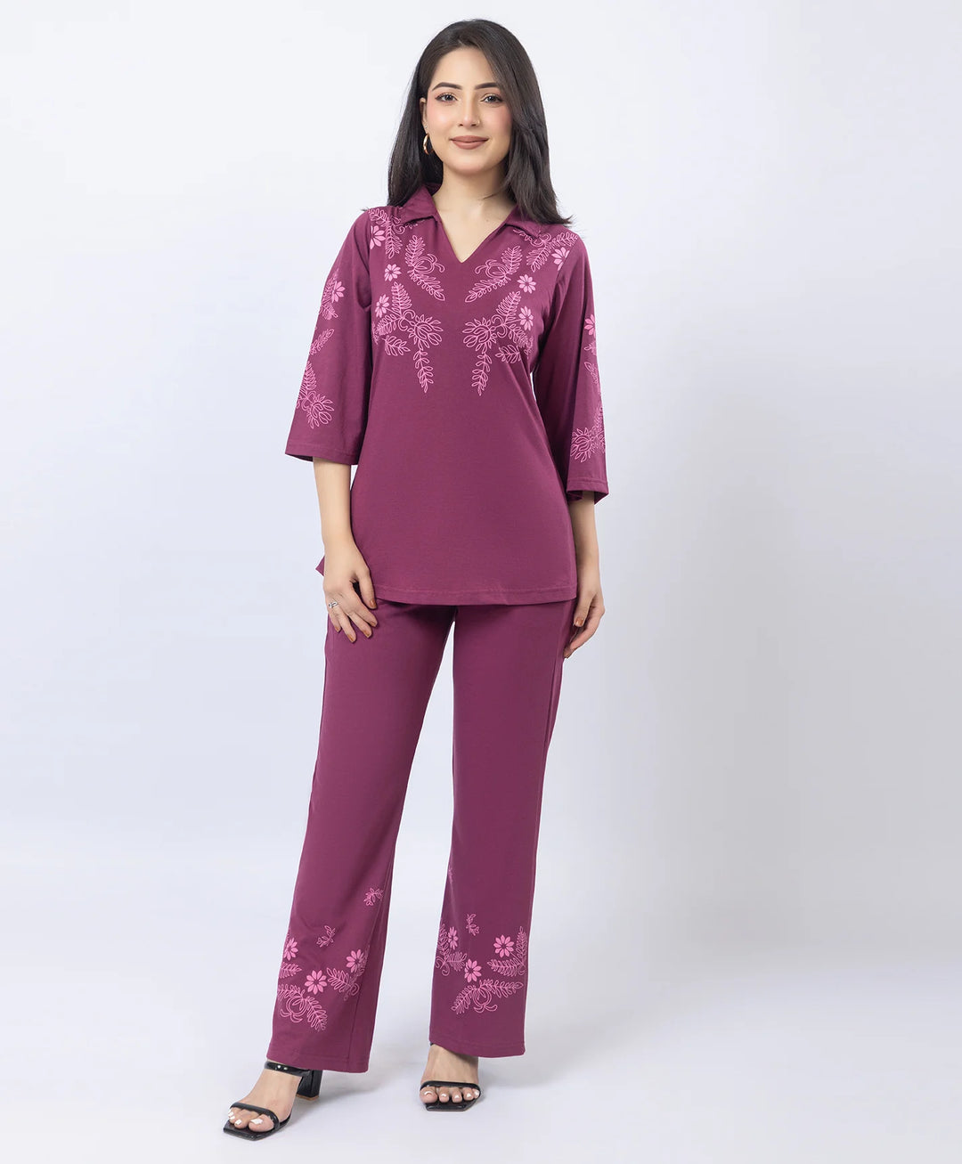 Premium V-Neck Printed Co-Ord Set