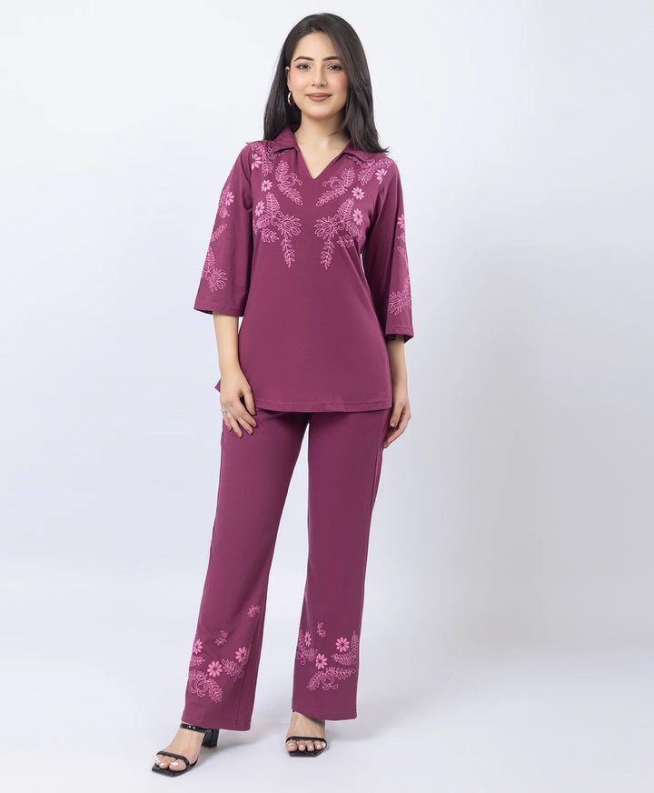 Premium V-Neck Printed Co-Ord Set