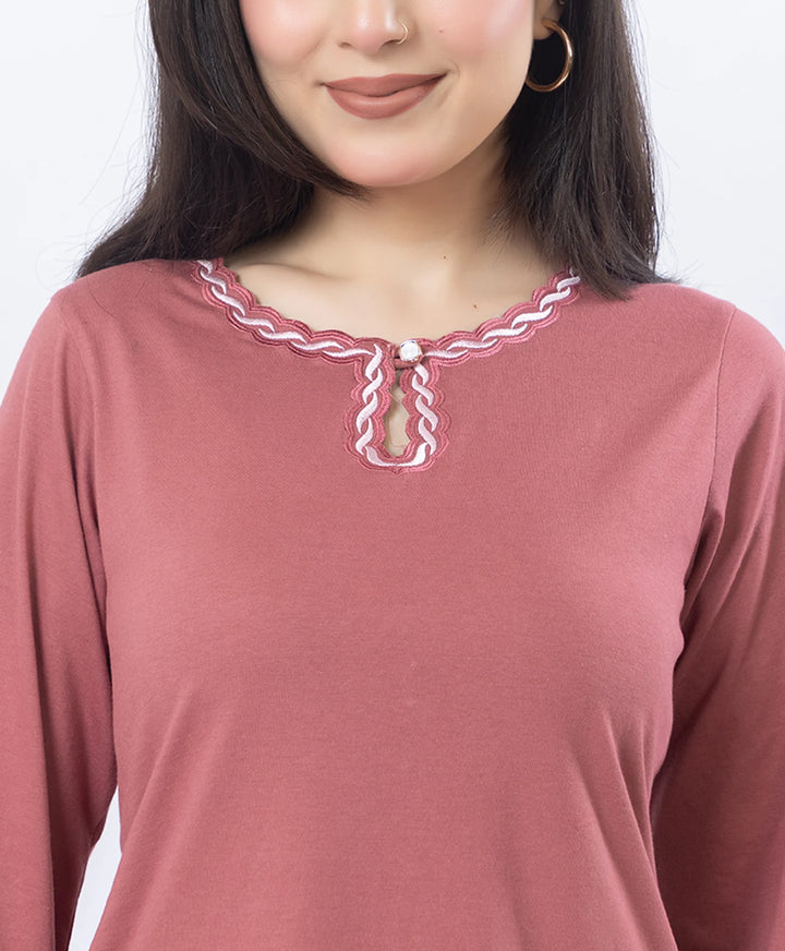 Ethnic Straight Kurta Set with Embroidered Neck and Sleeves