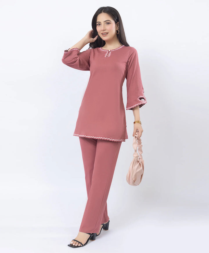 Ethnic Straight Kurta Set with Embroidered Neck and Sleeves