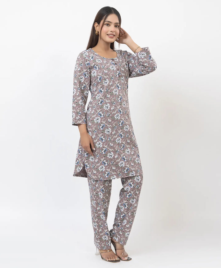 Round Neck All Over Floral Print Kurta Pant Set
