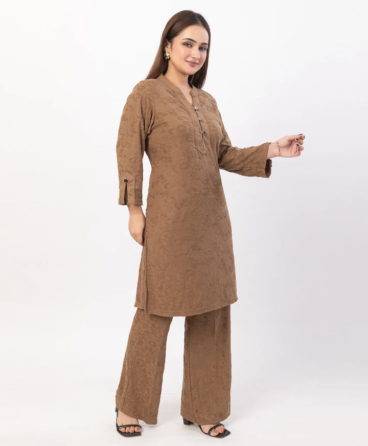 Straight Fit Kurta Set with Buttoned V-Placket & Notched Cuff Sleeves