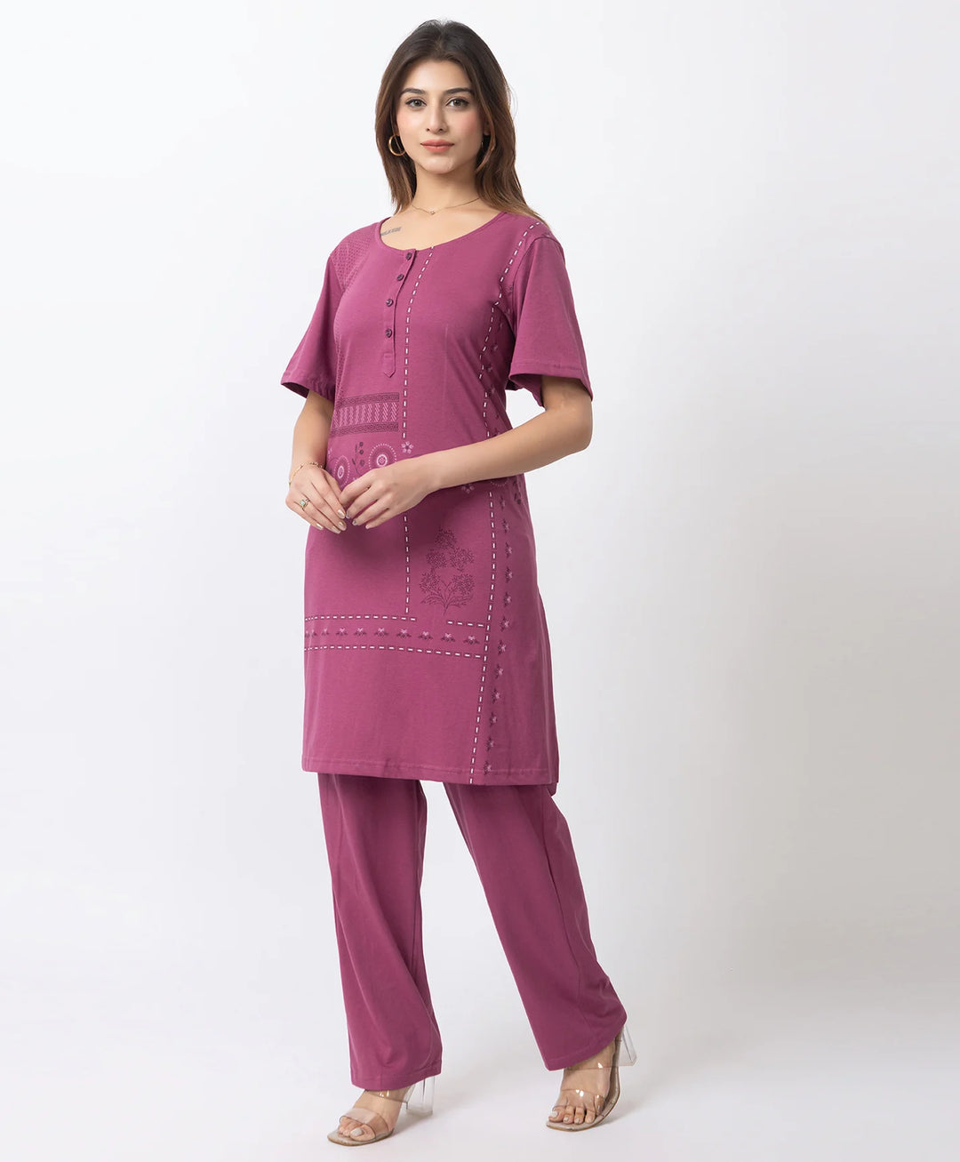 Plus Size Printed Kurta with Matching Pants