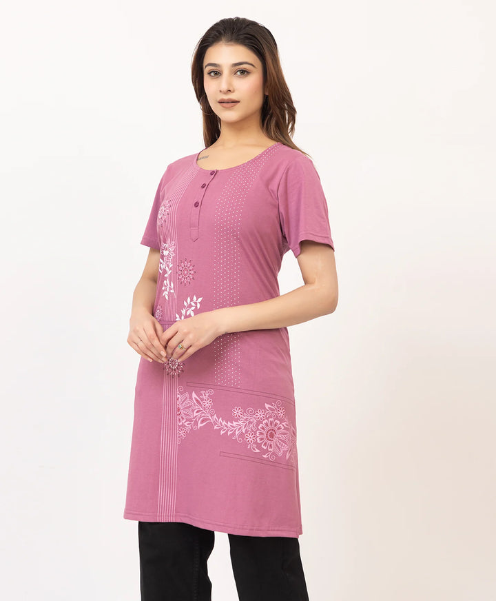Abstract Botanical Long Top