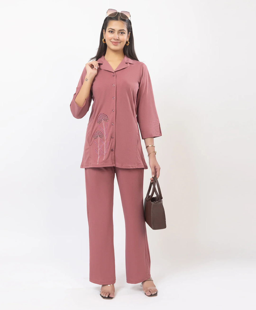 Premium Embroidered Collared Co-Ord Set