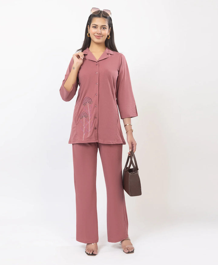 Premium Embroidered Collared Co-Ord Set
