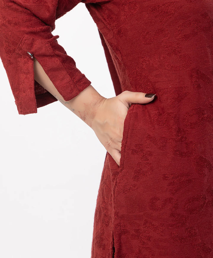 Straight Fit Kurta Set with Buttoned V-Placket & Notched Cuff Sleeves