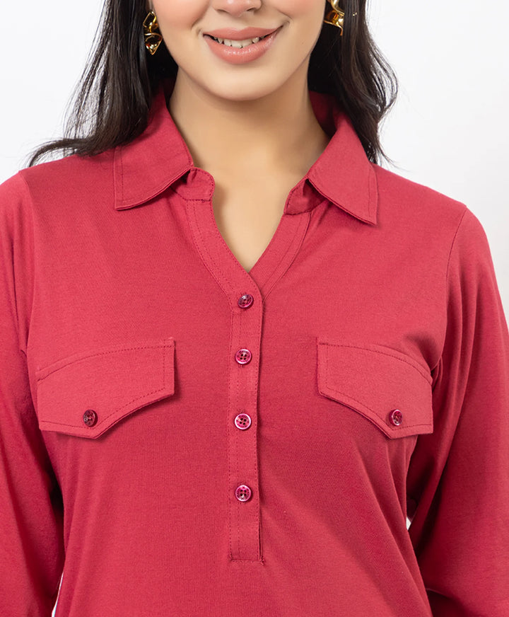 Collared Pathani Kurta with Relaxed Draped Salwar