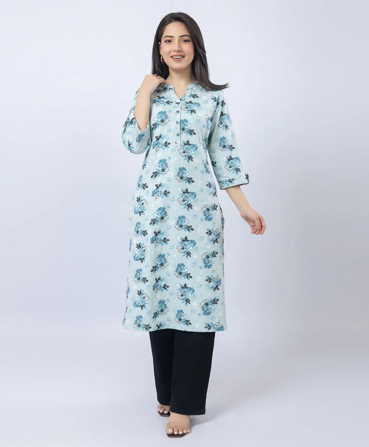 Floral Print Straight Silhouette Long Kurti