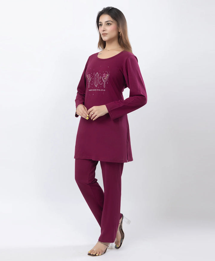 Classic Comfort Fit Printed Full-Sleeve Night Suit