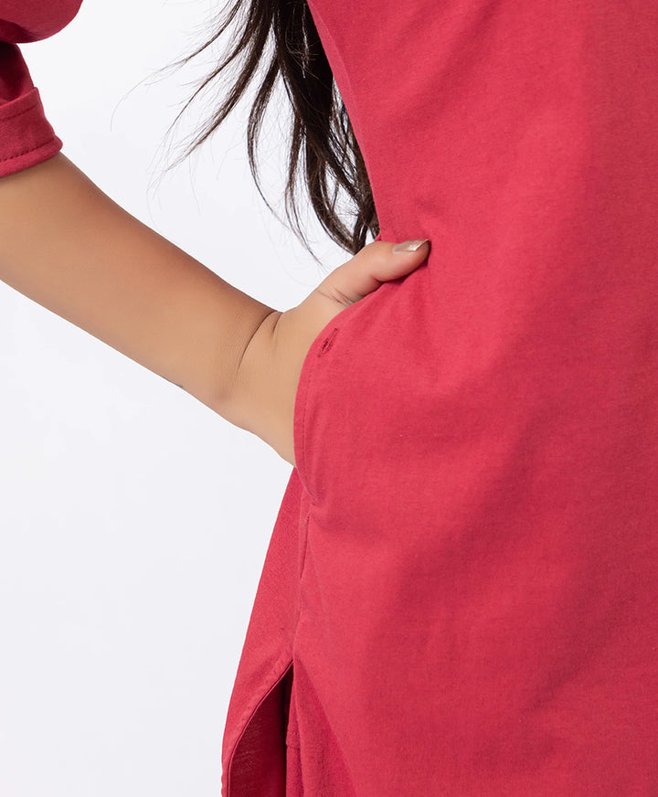 Collared Pathani Kurta with Relaxed Draped Salwar