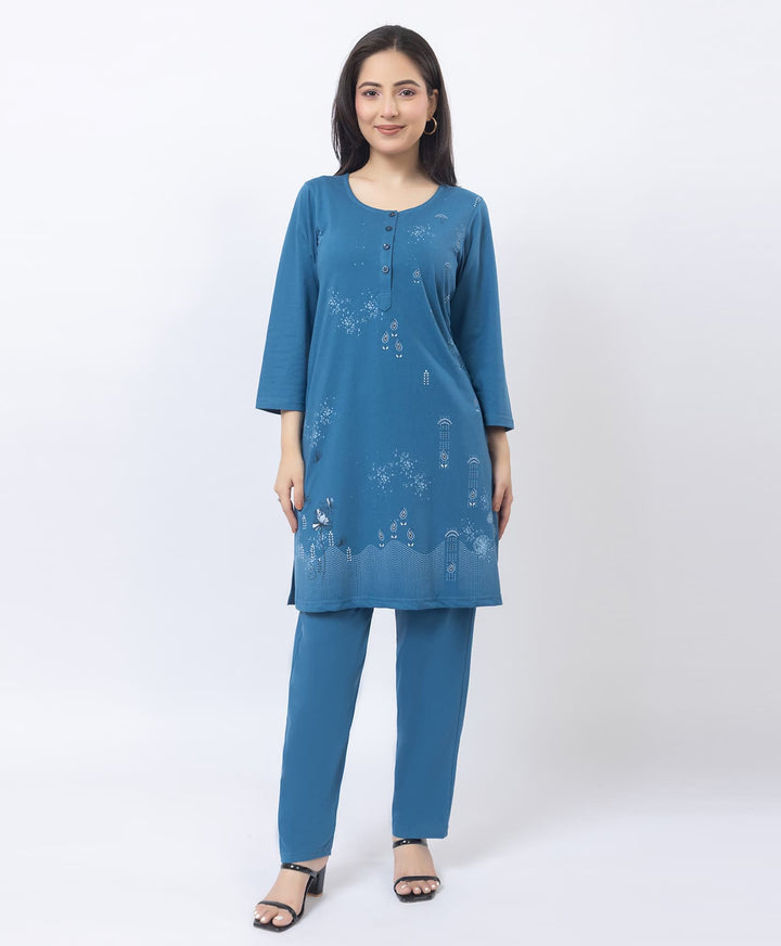 Contemporary Printed Kurta Set with Straight Pants