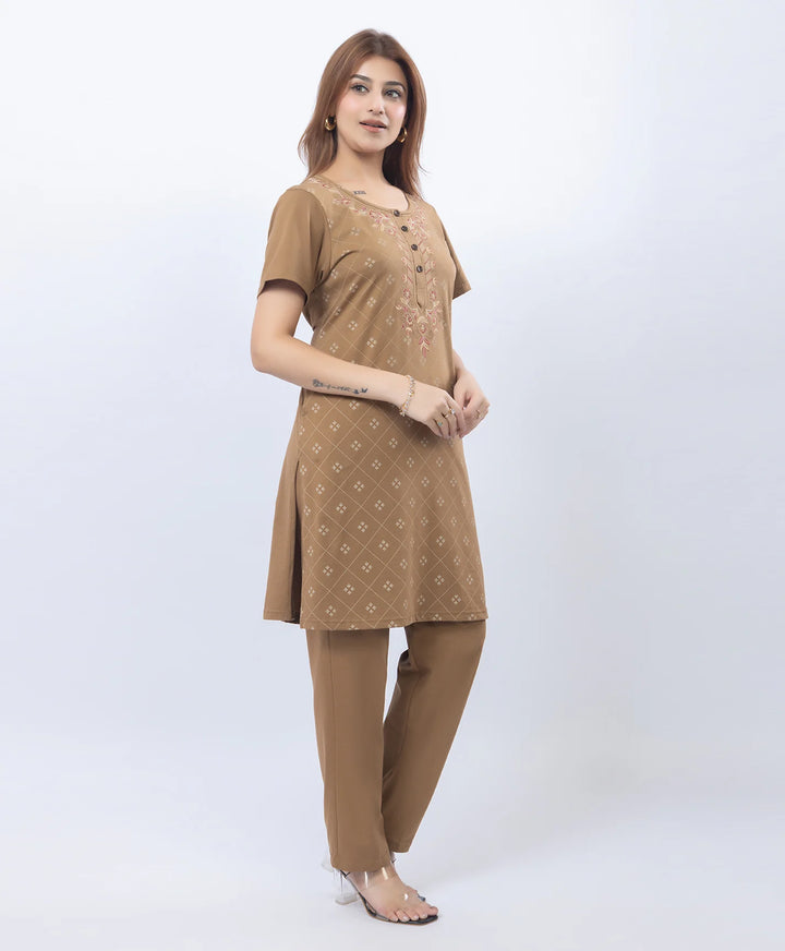 Premium Floral Detail Embroidered Printed Kurta Set