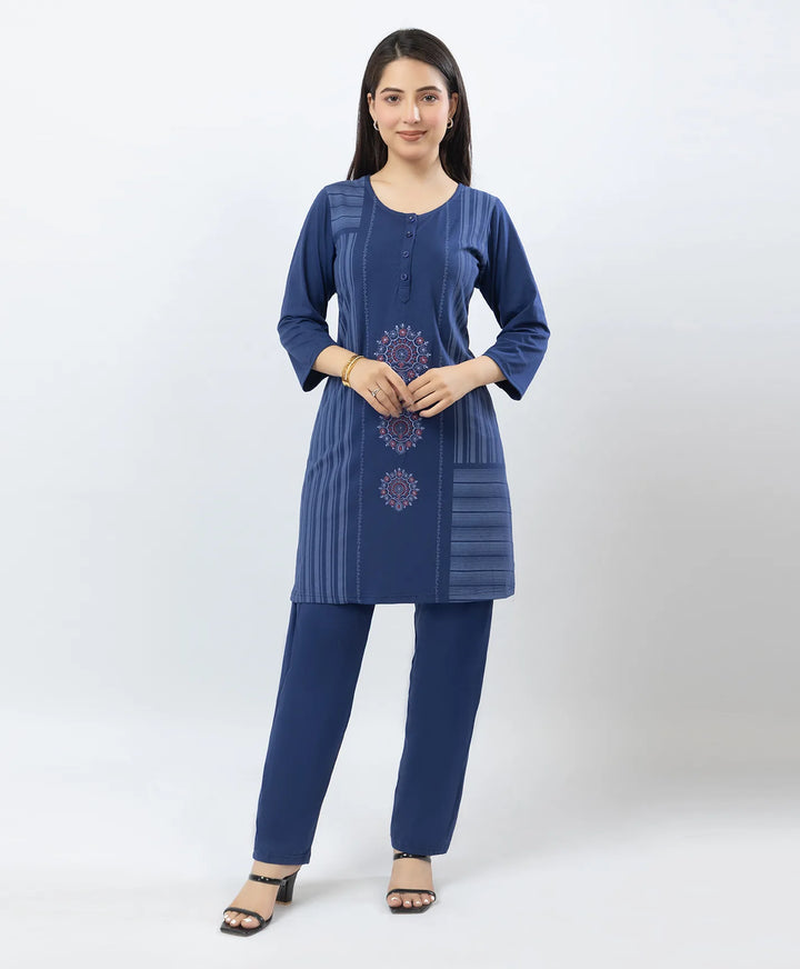 Premium Embroidered Straight Kurta Set with Pants