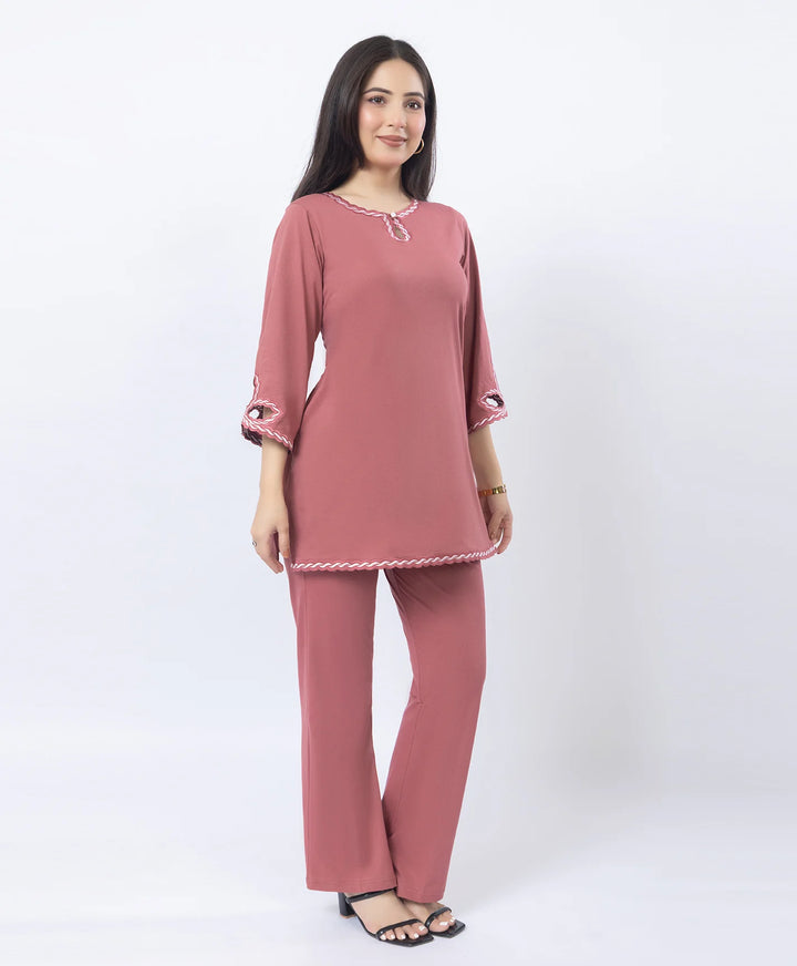 Ethnic Straight Kurta Set with Embroidered Neck and Sleeves