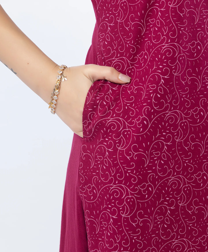 Premium Floral Detail Embroidered Printed Kurta Set