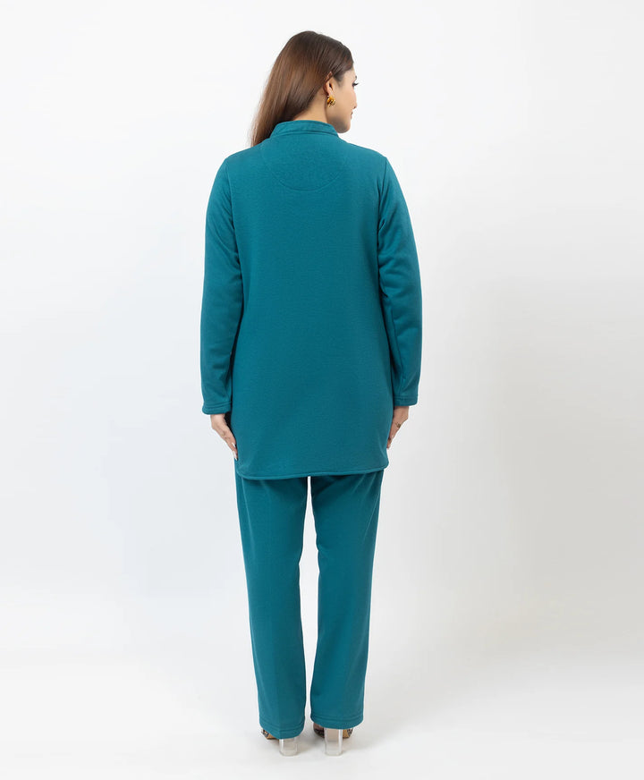 Band Collar Floral Embroidered Kurta and Straight Pants Set