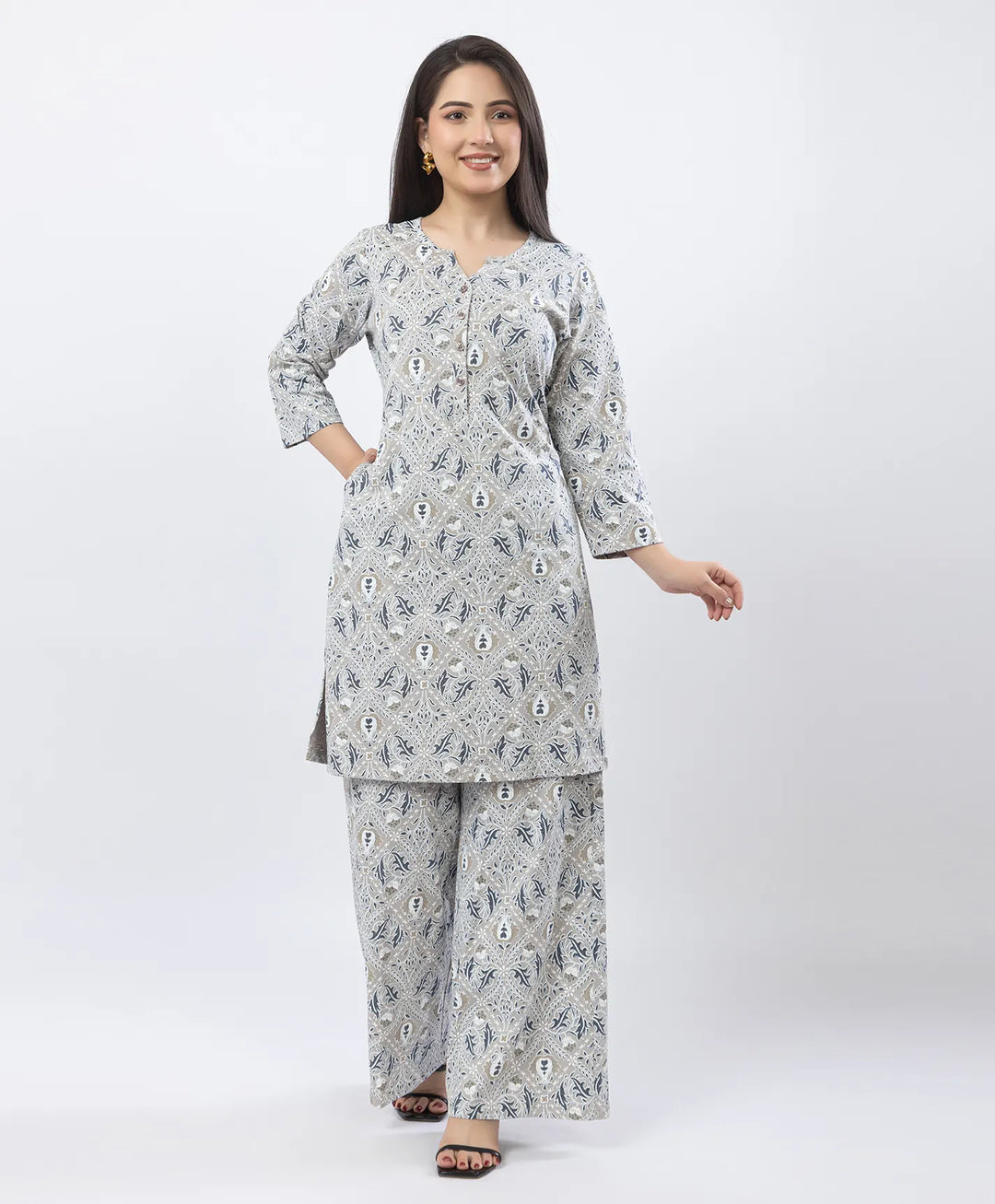 Elegant Printed Kurta & Plazzo Ensemble