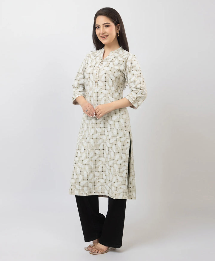 Elegant Printed Straight Fit Long Kurti