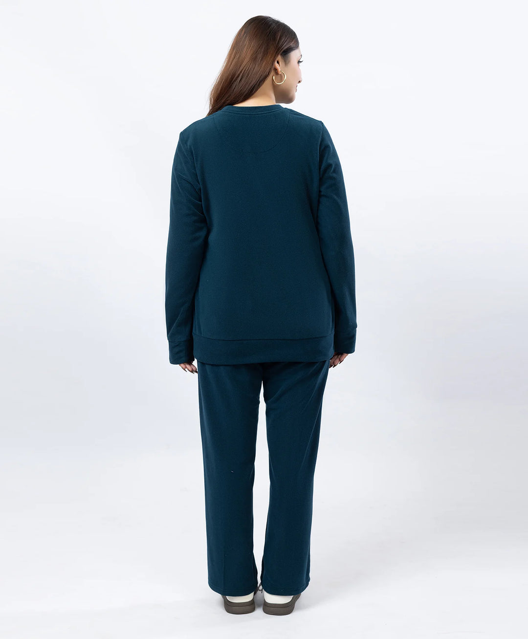 Round Neck Embroidered Tracksuit with Front Pocket