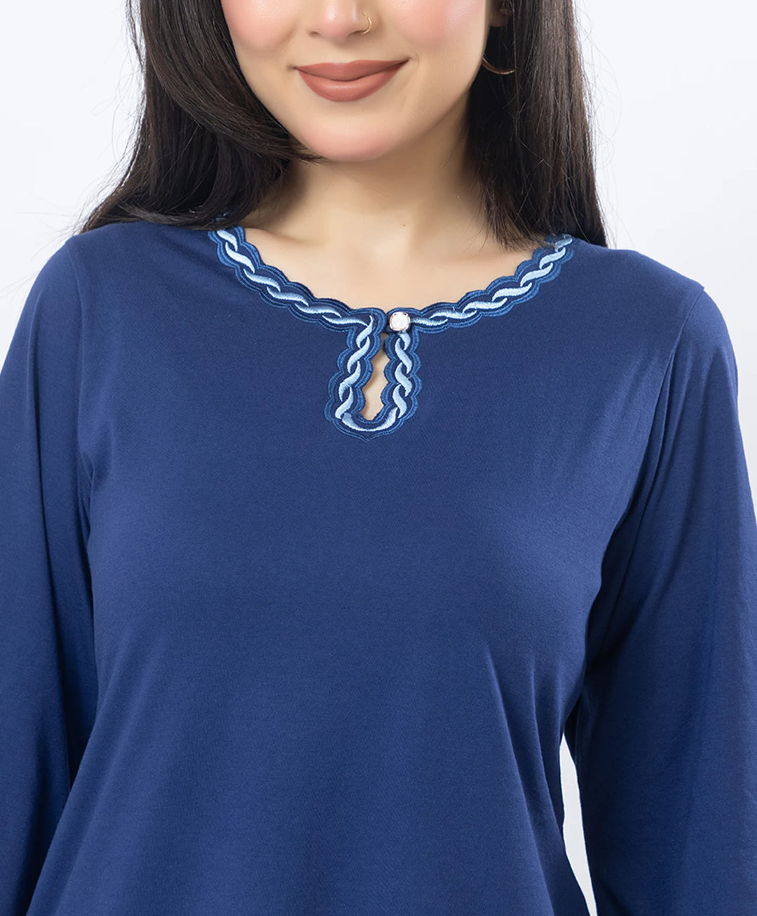 Ethnic Straight Kurta Set with Embroidered Neck and Sleeves