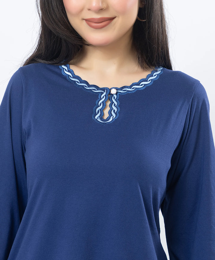 Ethnic Straight Kurta Set with Embroidered Neck and Sleeves