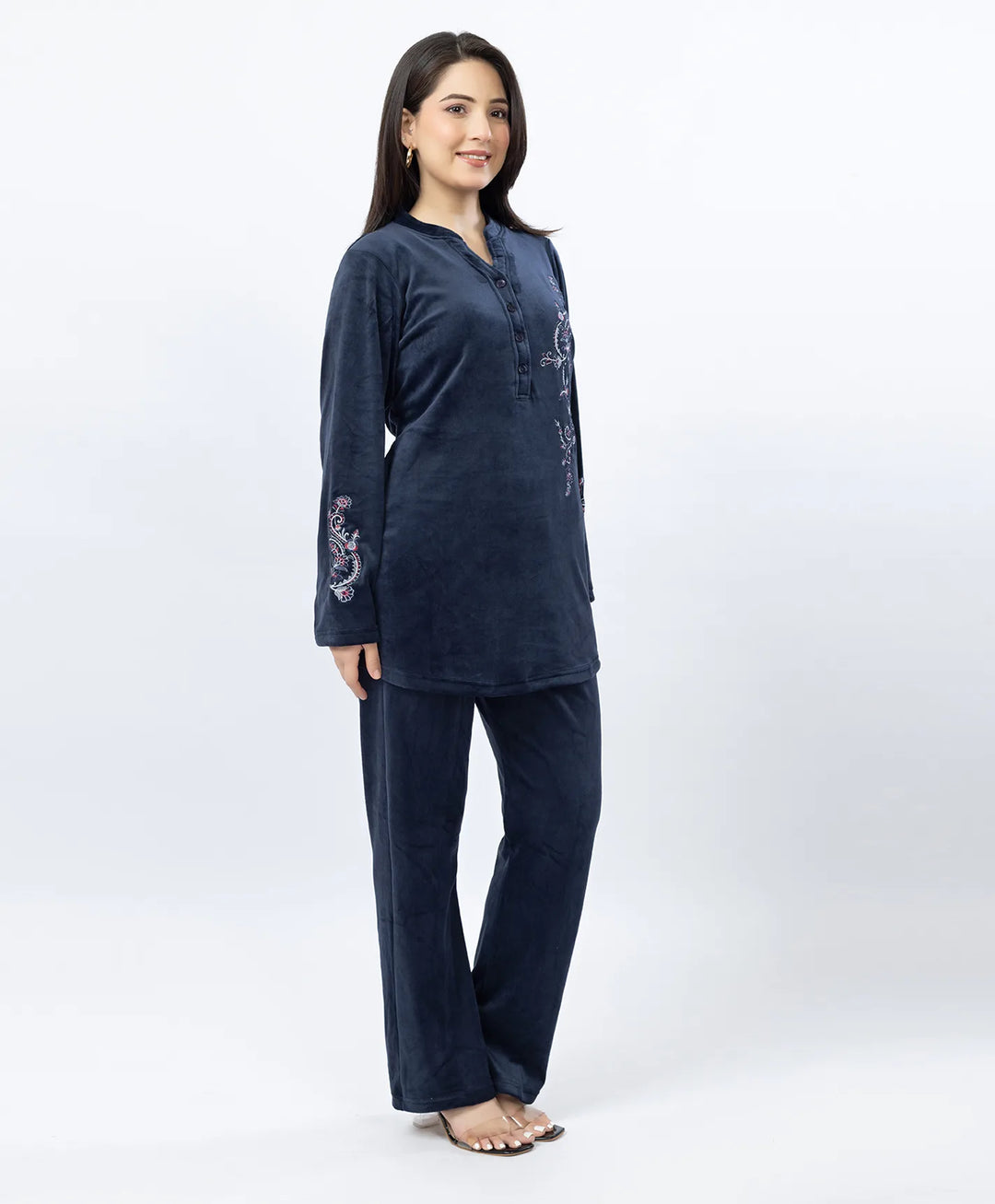 Premium Kurta Set with Band Neck and Sparkle Print