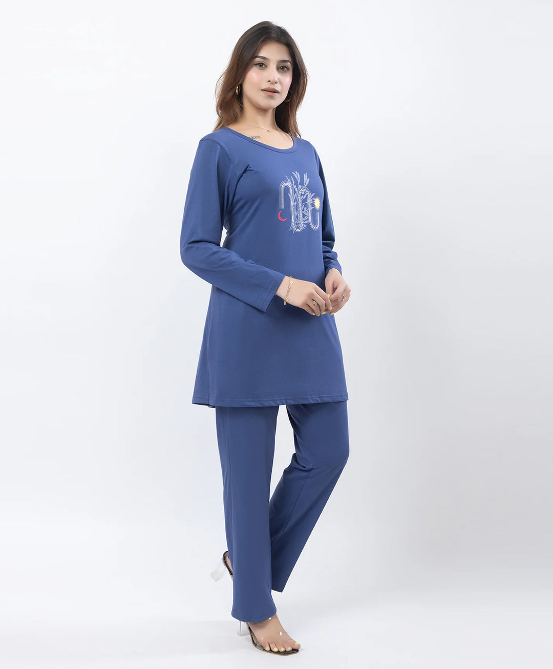 Classic Comfort Fit Printed Full-Sleeve Night Suit