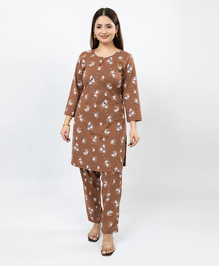 Quarter Sleeve Printed Cotton Kurta with Straight Pant Set