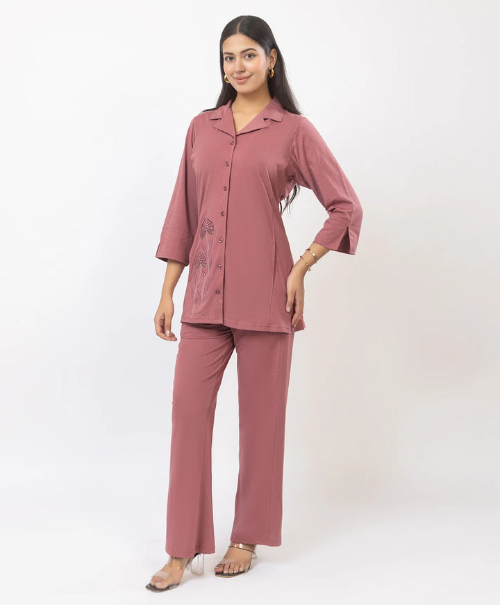 Premium Embroidered Collared Co-Ord Set