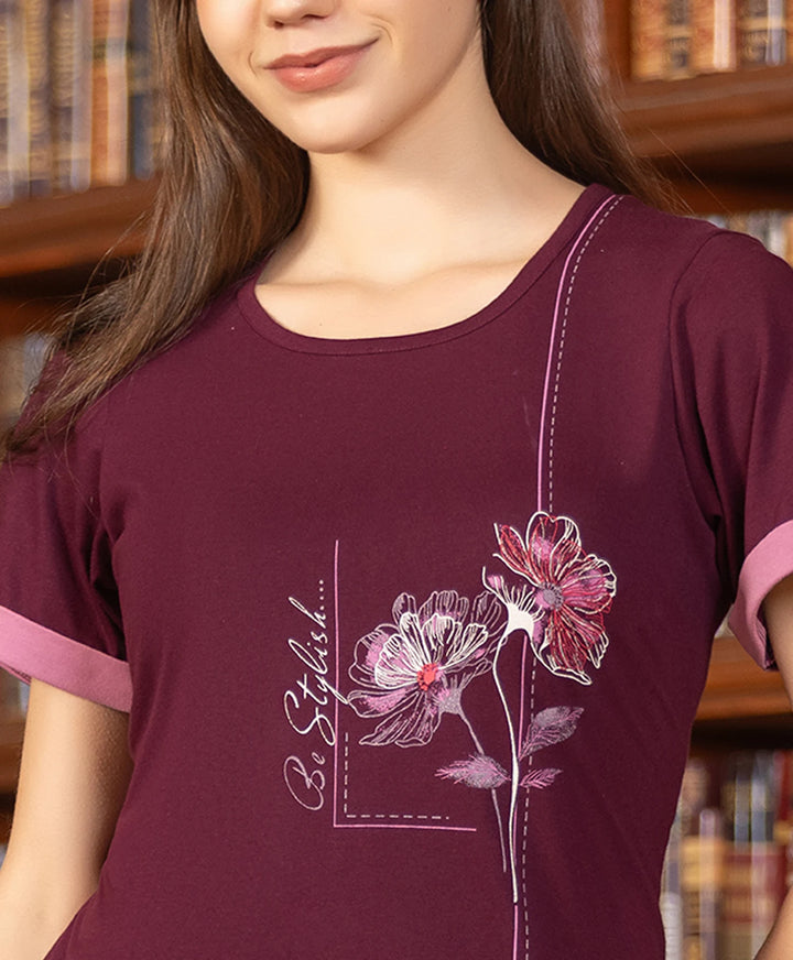 Floral Print Night Suit Set