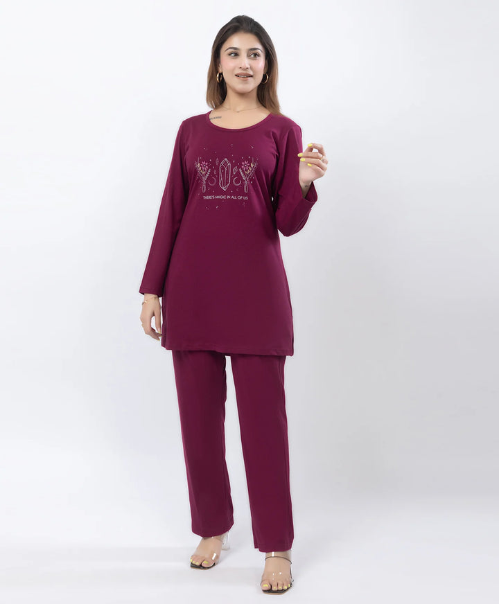 Classic Comfort Fit Printed Full-Sleeve Night Suit