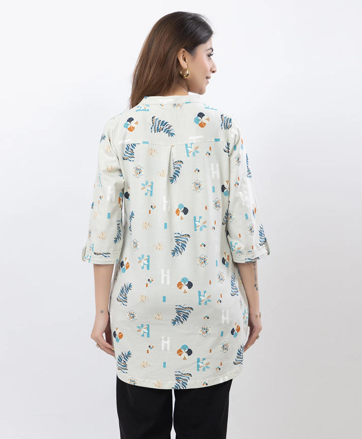 Floral Print Three-Quarter Sleeve Short Kurti