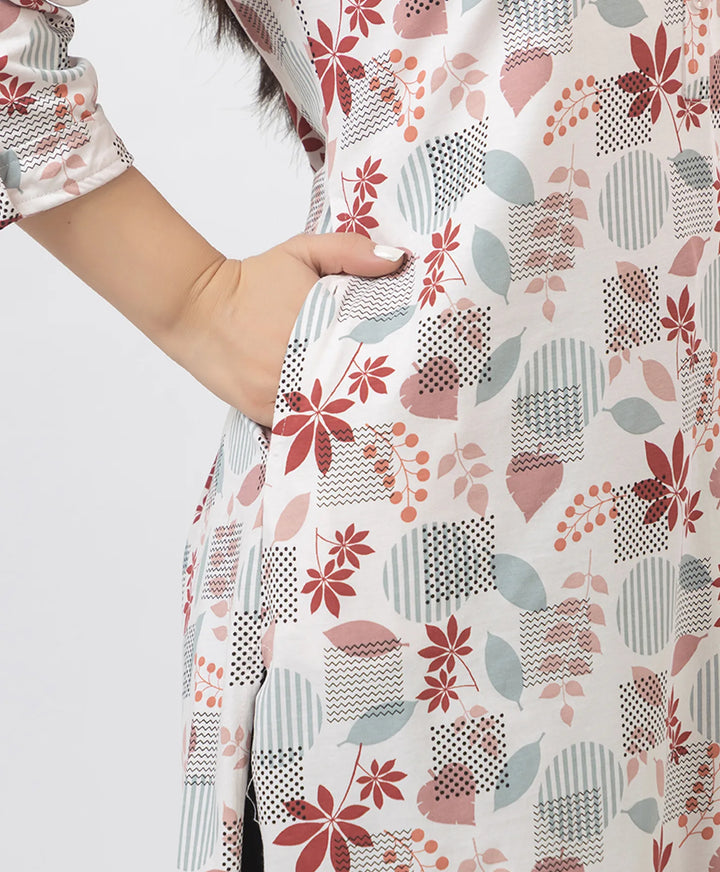 Elegant Printed Straight Fit Long Kurti