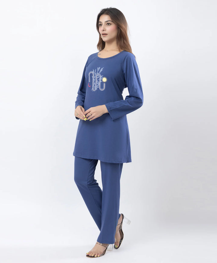 Classic Comfort Fit Printed Full-Sleeve Night Suit