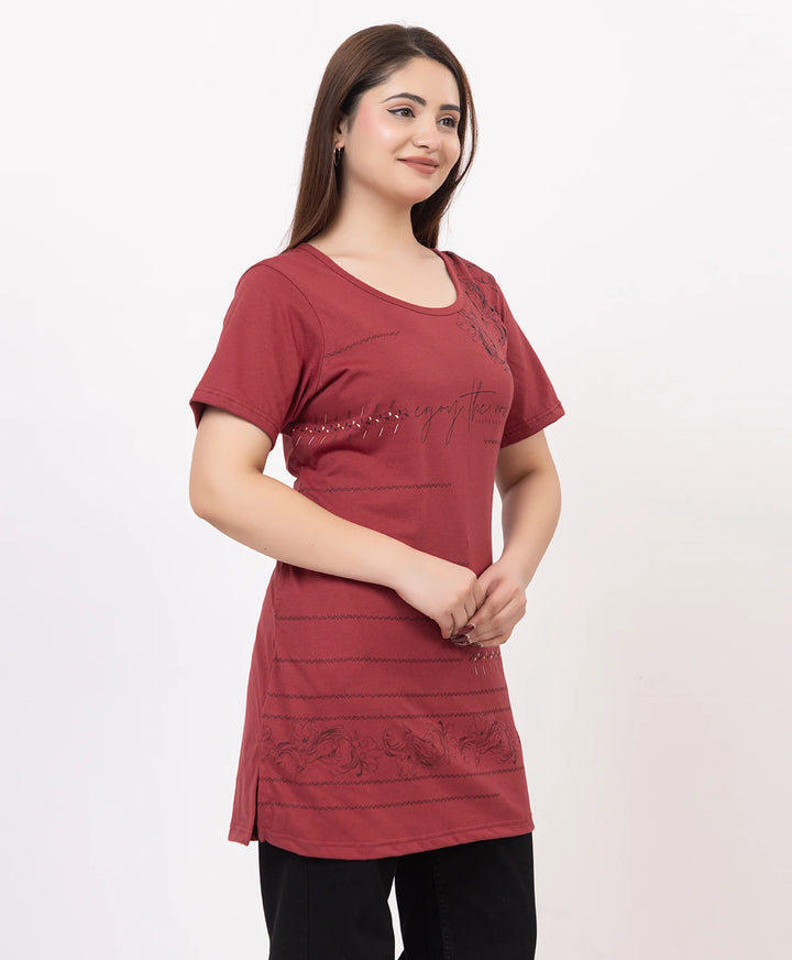 Casual Grace Printed Long Top
