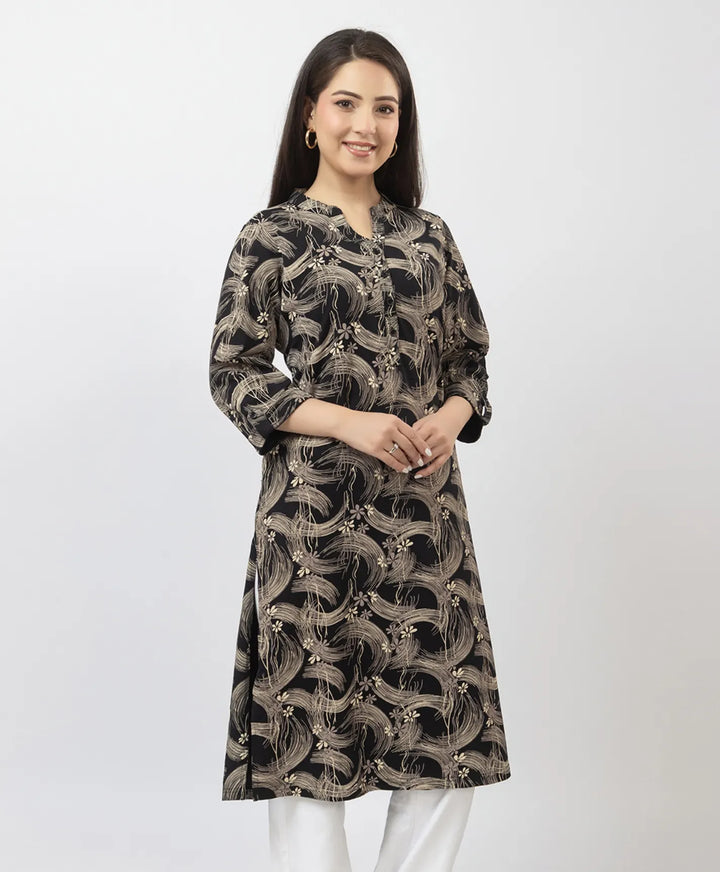 Elegant Printed Straight Fit Long Kurti