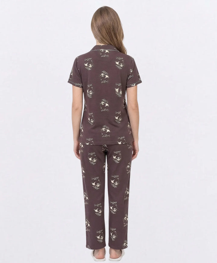 Collared Front Open Nightwear Set