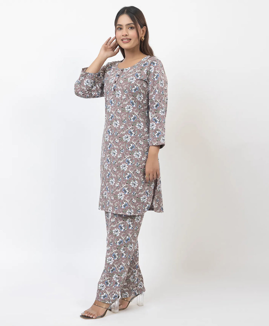 Round Neck All Over Floral Print Kurta Pant Set