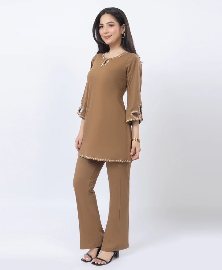 Ethnic Straight Kurta Set with Embroidered Neck and Sleeves
