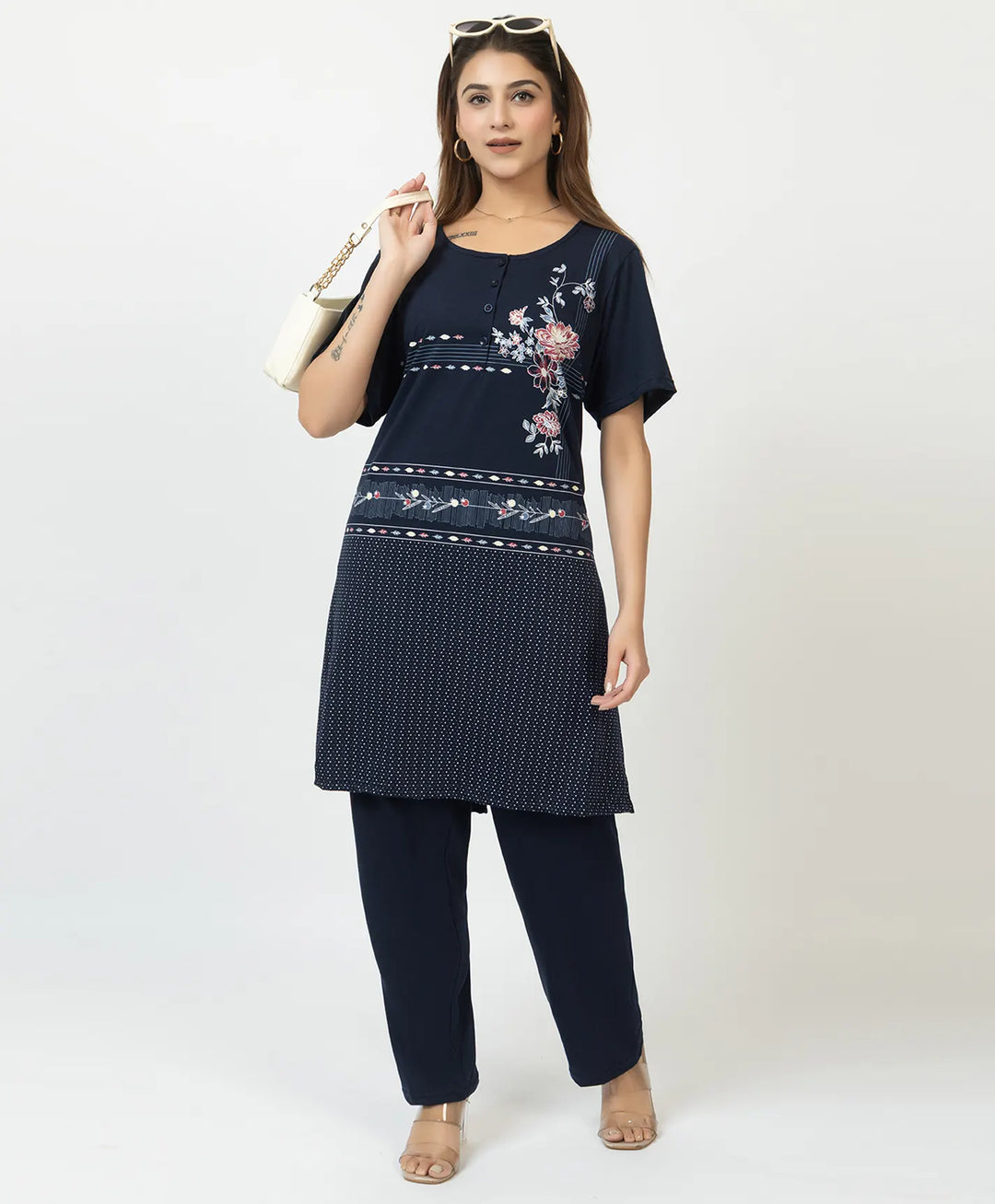 Plus Size Printed Kurta with Matching Pants