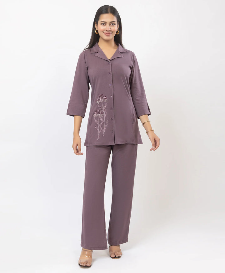 Premium Embroidered Collared Co-Ord Set