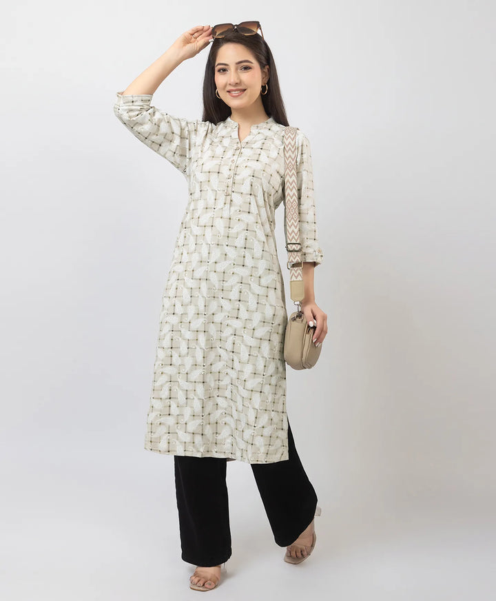 Elegant Printed Straight Fit Long Kurti