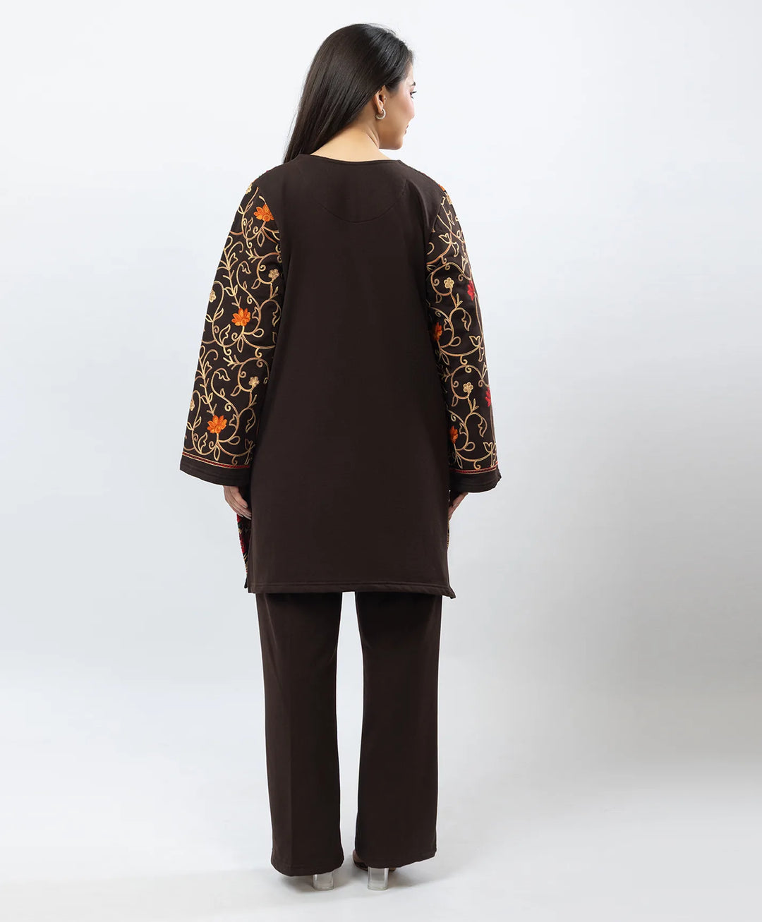 Kashmiri Floral Embroidered Fleece Kurta Set