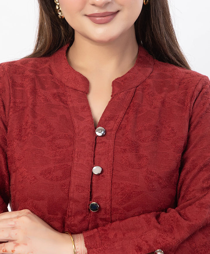 Straight Fit Kurta Set with Buttoned V-Placket & Notched Cuff Sleeves