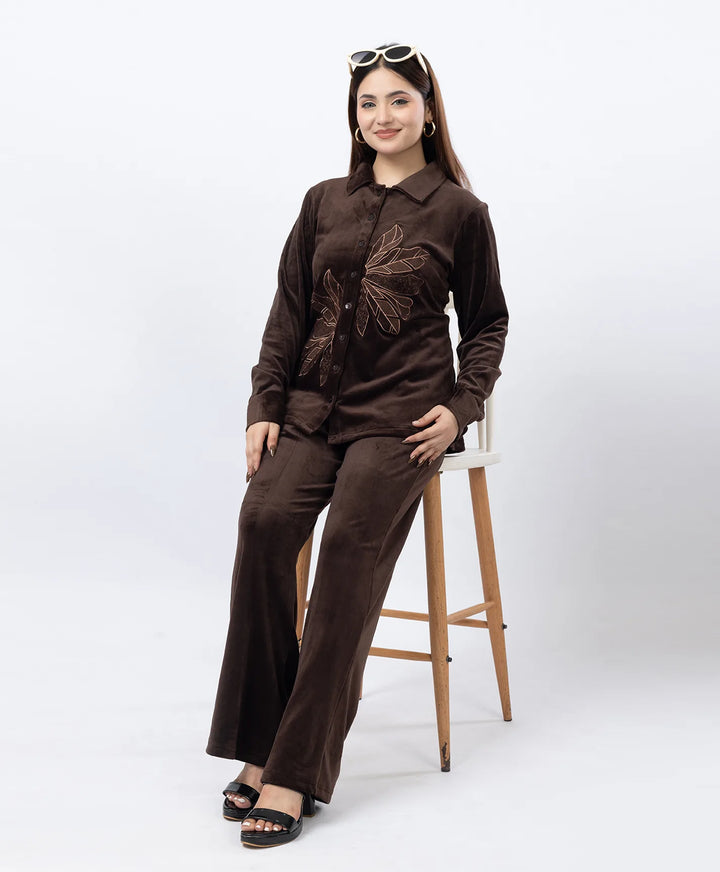 Premium Full Sleeve Casual Collar Button-Down Top and Straight Lower Co-ord Set