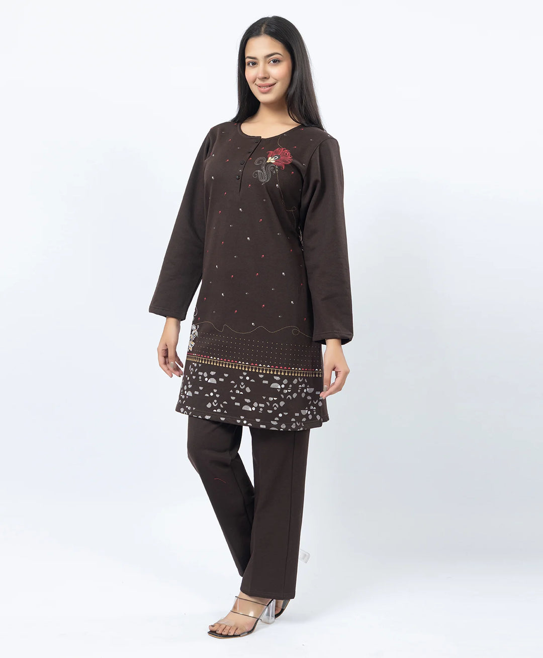 Full Sleeve Open Placket Kurta with Straight Fit Pants