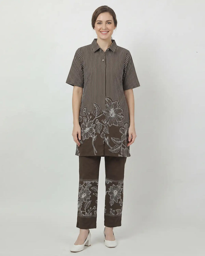 Short Monochrome Bloom Kurta Set